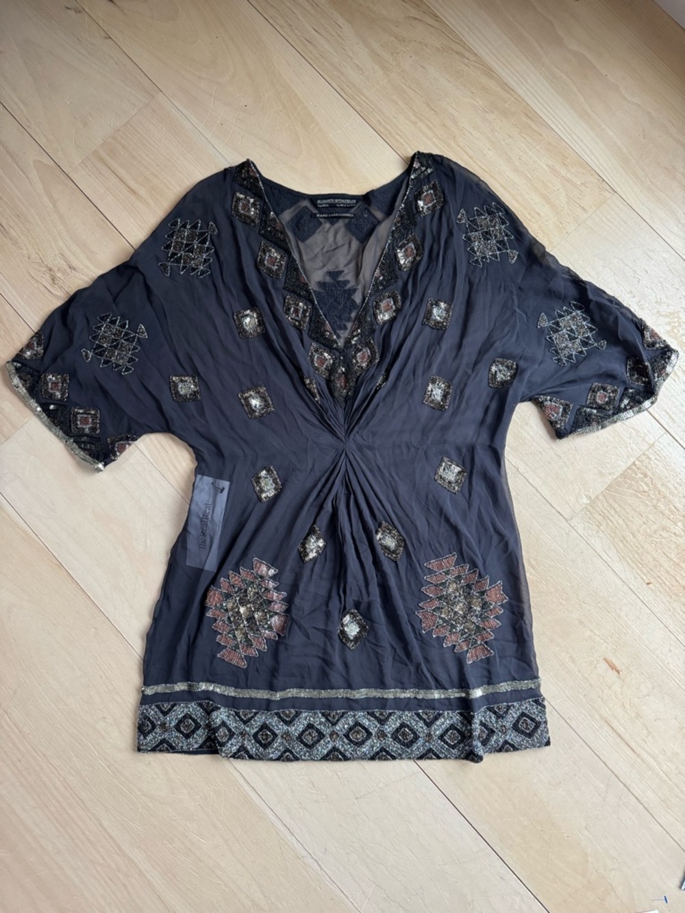 All Saints Paloma Chariot Silk Hand Embellished Dress